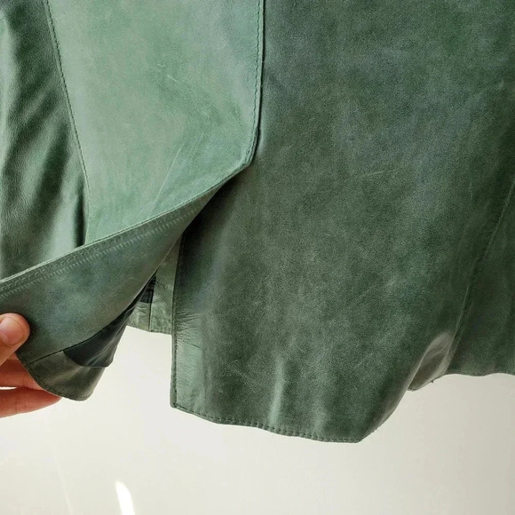 Part two 70's vibe green olive suede leather jacket - Picture 11 of 15
